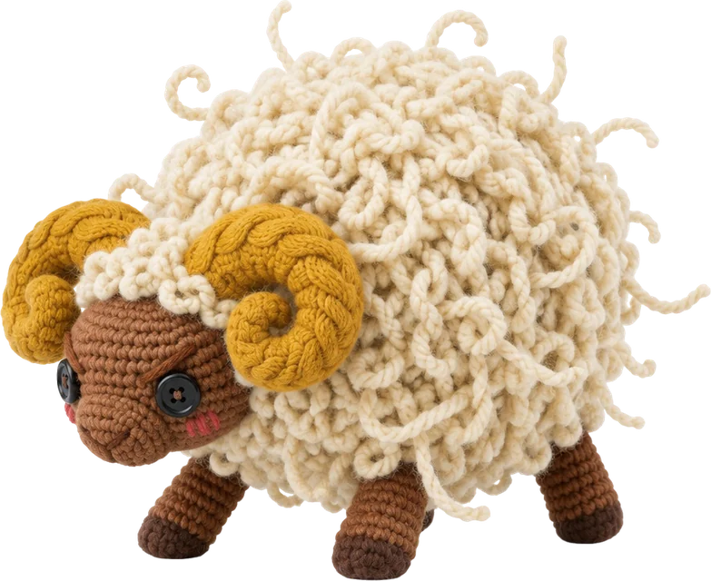 Domba Tumbleweave, gumpalan wol raksasa bertanduk mustard